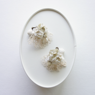 Earrings  Bouquet white  green 