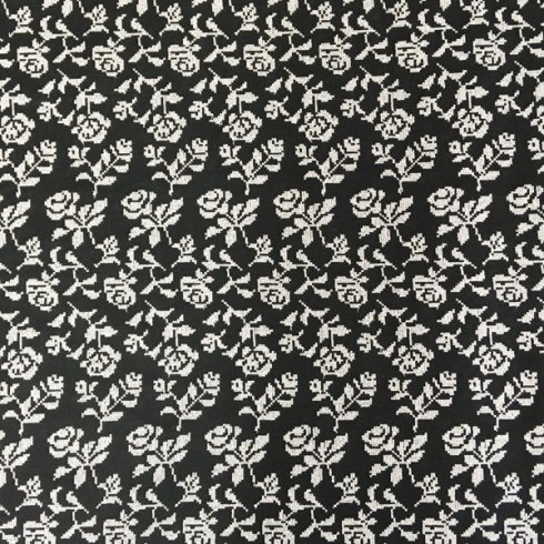 刺繍生地 ｒｏｓｅ　ブラック - 点と線模様製作所