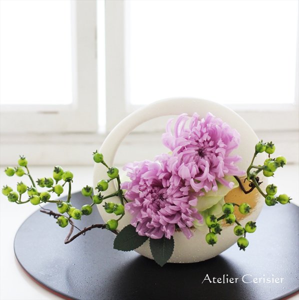 薄紫菊の仏花＜あけぼの Sサイズ＞プリザーブドフラワー
