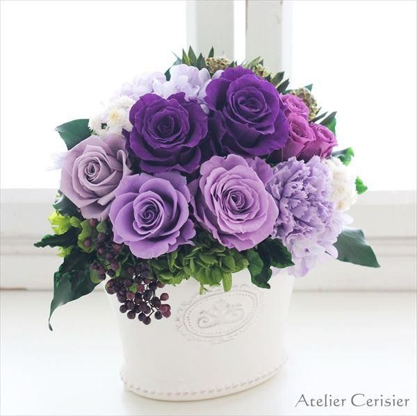 商談中プリザーブドフラワーアレンジ　No.170 パープルアレンジ 商談中プリザーブドフラワーアレンジ No.170 パープルアレンジ