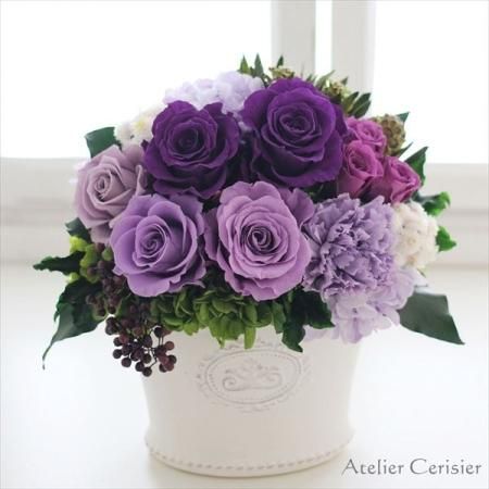 プリザーブドフラワー アレンジ シャルム パープル ラベンダー色