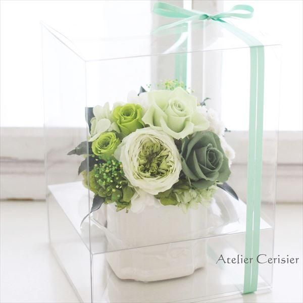 プリザーブドフラワー アレンジ リル グリーン ホワイト