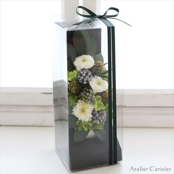 ホワイトリリーと菊のプリザーブドフラワーアレンジメント仏花 ホワイトリリーと菊のプリザーブドフラワーアレンジメント仏花