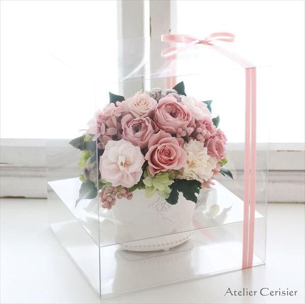 プリザーブドフラワー アレンジメント シャルロット Mサイズ ピンク 母