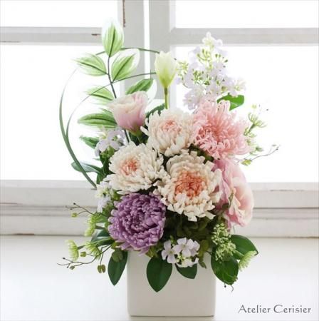 仏花 プリザーブドフラワー 菊 白 ピンク エテルネル