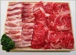『冷蔵』国産牛交雑種と能登豚　鉄板焼セット(国産牛 300g・能登豚 300g)