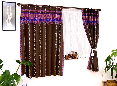 遮光2級 刺繍入りカーテン モロッコ風 モダン シェリー ブラウンを見に行く