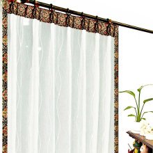 ボイルレースカーテン アジアン おしゃれなウェーブ刺繍【ソフィアTビラ】のイメージ