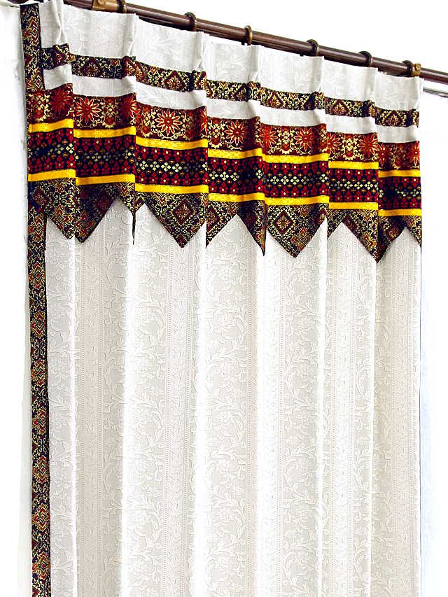 モダン既製カーテン バリ 遮光 フリル付きジャガード織りビンテージ アイボリー