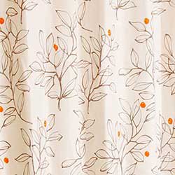 アジアン カーテン 遮光2級 アイボリー色 リーフと木の実 《ナッツ》のイメージ