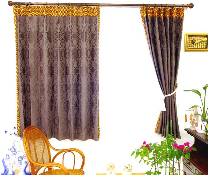 おしゃれなアジアンリゾート 部屋 カーテン遮光1級ブラウン色ダマスク柄ジャカルタの一覧へ