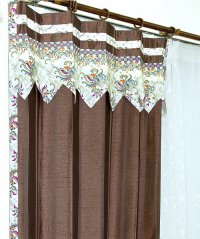 かわいいオリエンタルカーテン遮光1級ブラウン色ストライプ柄ライン ガルーダUPのイメージ