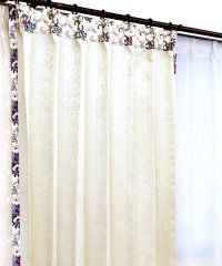 おしゃれ アジアン カーテン 遮光 ロココ調 ティアラ柄 アイボリー色 ハラパンTガルーダのイメージ
