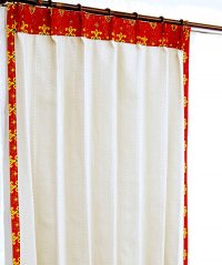 アジアン カーテン 遮光3級 ベージュ色 ピンストライプ柄 クリス ミニオンのイメージ