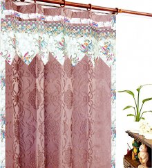 可愛いバランス付きフラットなアジアンカーテン遮光1級ブラウン色ダマスク柄ジャカルタ ガルーダUPのイメージ