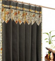 モダン アジアン カーテン 遮光2級 ブラック色 チェック柄 スパイシー マフロのイメージ