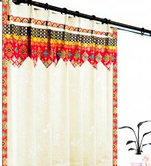 モダンなアジアンカーテン非遮光ホワイト色リネン植物柄メラUPのイメージ