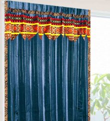 アジアン カーテン 遮光 1級 モダン 風 ロイヤルブルー ピン ストライプ 《メタリックMテルティナ》のイメージ