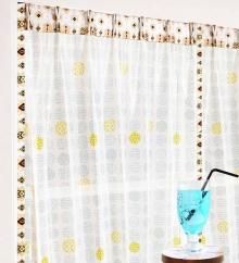 ミラー レース カーテン おしゃれ アジアン 《フルーツと小花Tモナコ》へ class=