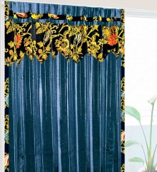 モロッコ カーテン 遮光 1級 モダン ロイヤル ブルー ピン ストライプ 《メタリックMカサブランカ》のイメージ