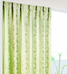 既製 カーテン 遮光 2級 570 サイズ おしゃれ 花柄 ストライプ 《グリーン色チロル》のイメージ