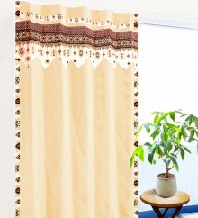 バリ カーテン 遮光 可愛い フラット ベージュ ピンストライプ 柄 《クリスFパギ》