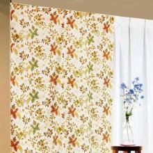 アジアン 布 カーテン バティック グリーン(緑)色 南国植物 遮光無し 《パダン》 幸運の芽生えをもたらす南国植物柄 フラット 570サイズ 金更紗 キラキラ 金ラメ バリ島 ナチュラル class=