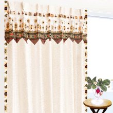 カーテン アジアン 遮光2級 モダン アイボリー色 ツル花柄 《ビンテージMモナコ》のイメージ