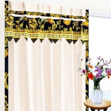 カーテン アジアン 遮光2級 モダン アイボリー色 ツル花柄 《ビンテージMカサブランカUN》のイメージ