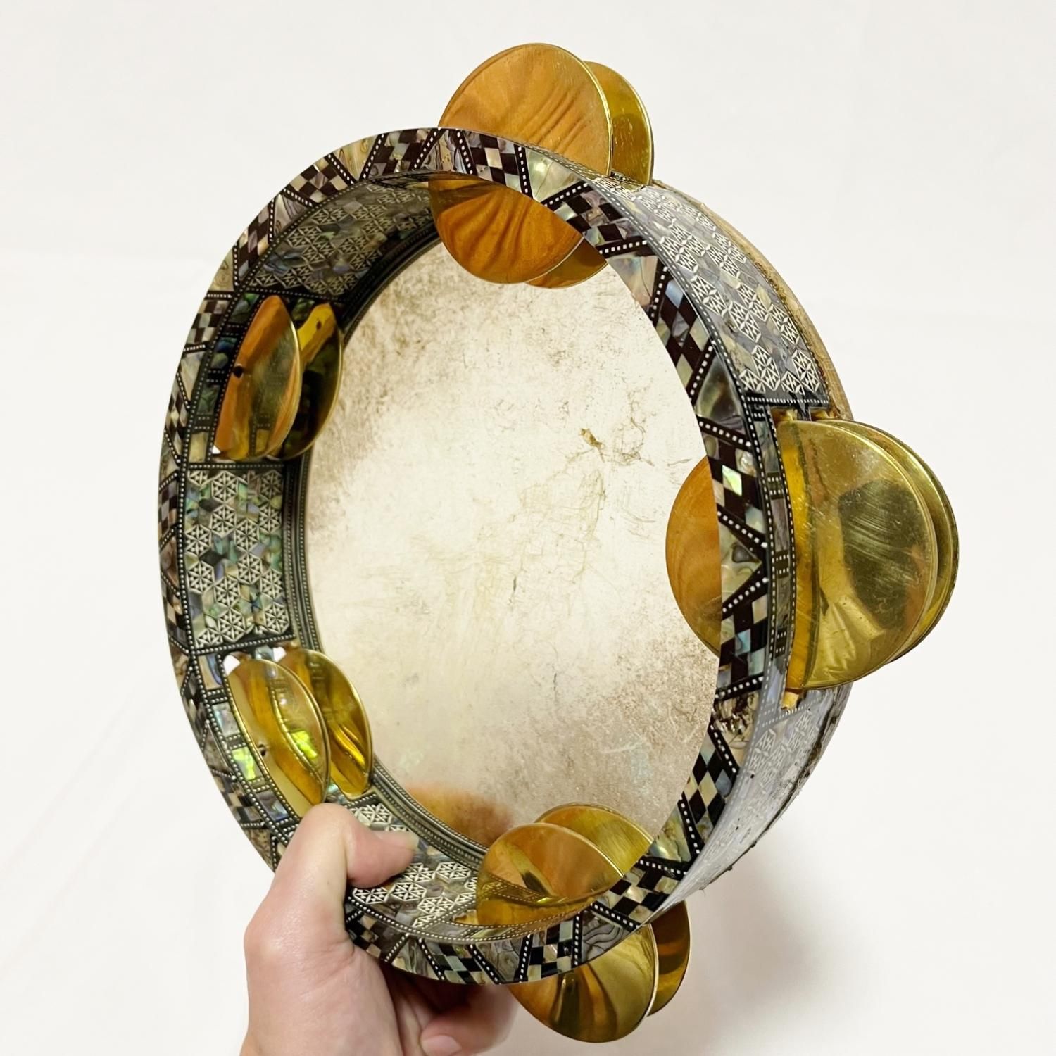 ☆アラブタンバリン レク【魚皮】 Gawharet-Elfan　エジプト製☆ レク(RIQ) fish skin(魚皮) Gawharet-Elfan製 (ブルーパール)09