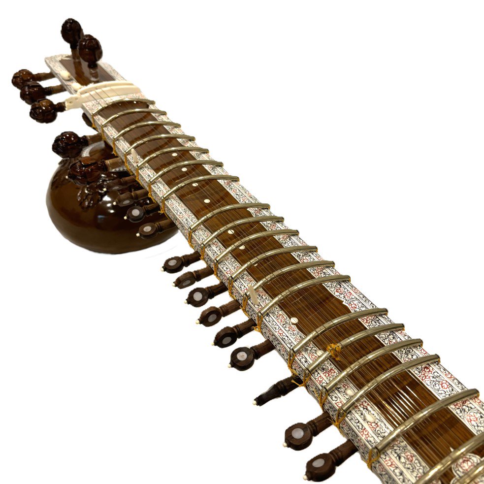 新品）シタール（Sitar）メーカー名 Shahid Ali ラビシャンカールスタイル BARMA TEAK WOOD製 プロフェショナルモデル  ファイバーケース付き - ::民族楽器コイズミ::