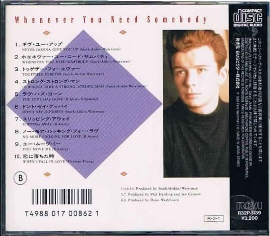【中古】 サムバディ・ラヴズ・ユー/ＣＤ/UICY-3235 リック・アストリー/ホエネヴァー・ユー・ニード・サムバディ