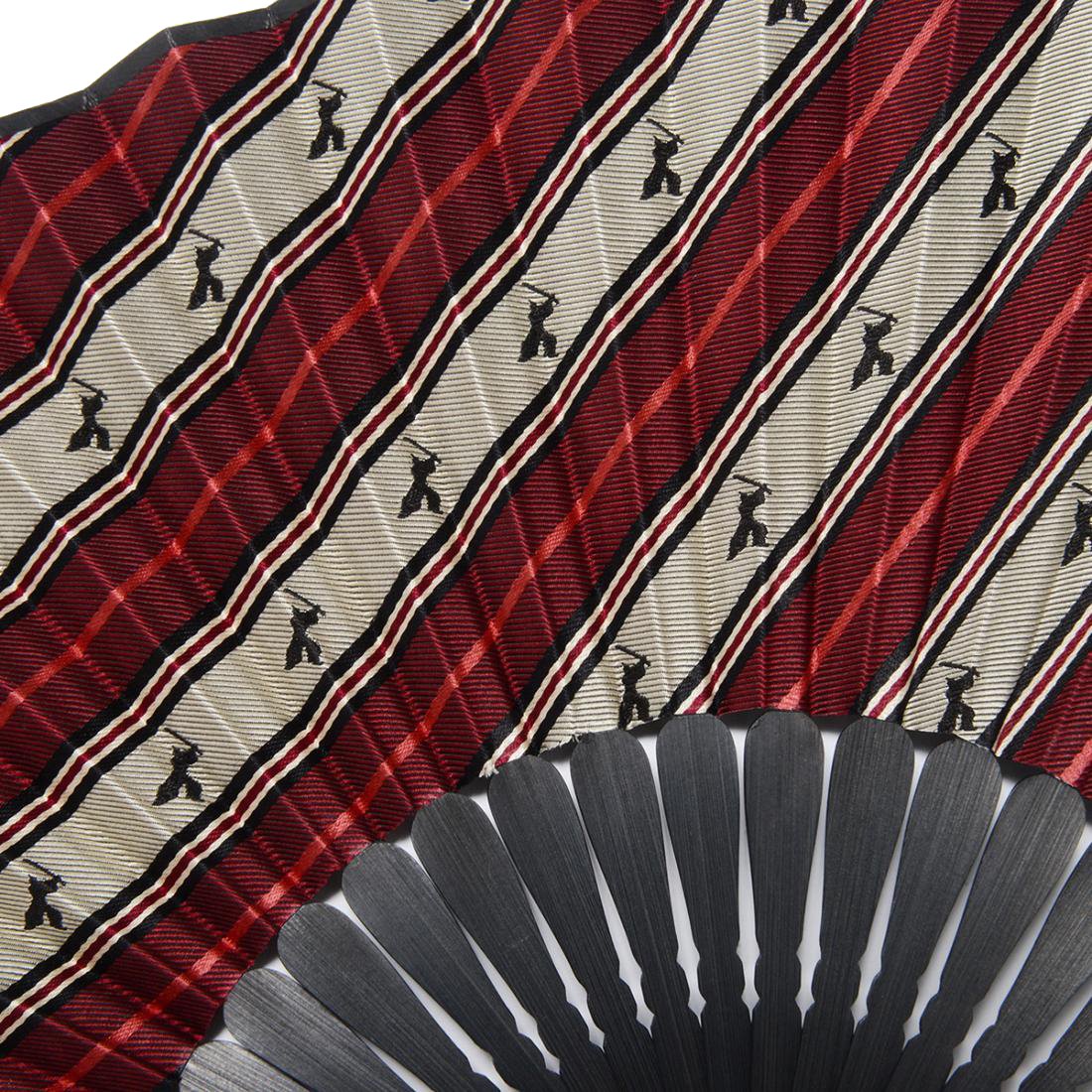 高級 西陣織 シルク扇子 サムライ 赤 16 京扇子 扇子袋セット
