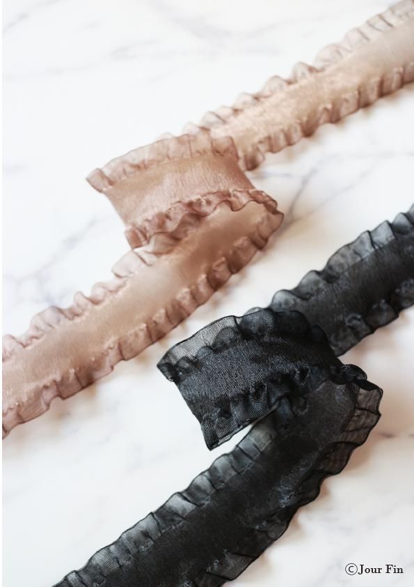 MOKUBA4474フリルオーガンジーリボン 35mm幅 1m～