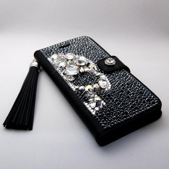 □iPhone全機種対応□iPhone手帳ケーススワロフスキーデコレーション
