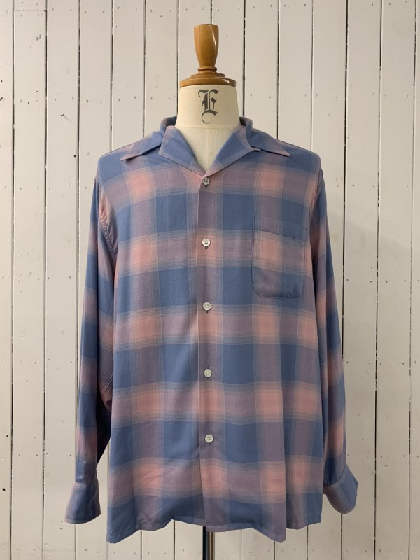 WACKO MARIA OMBRE CHECK OPEN COLLAR SHIRT L/S ( TYPE-2