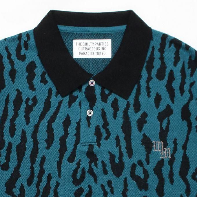 WACKO MARIA LEOPARD KNIT POLO SHIRT - EMILIANO ONLINE SHOP 