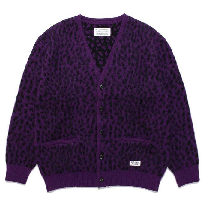 レア　ワコマリア　LEOPARD HEAVY MOHAIR CARDIGAN着丈70cm