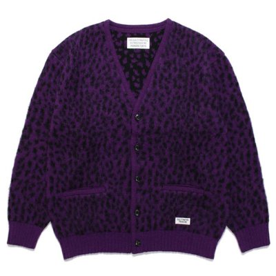 WACKO MARIA LEOPARD HEAVY MOHAIR KNIT JACQUARD CARDIGAN