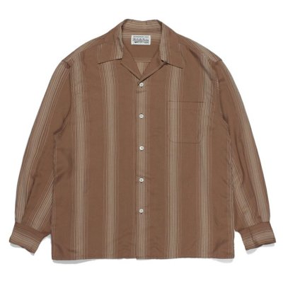 WACKO MARIA STRIPED OPEN COLLAR SHIRT L/S