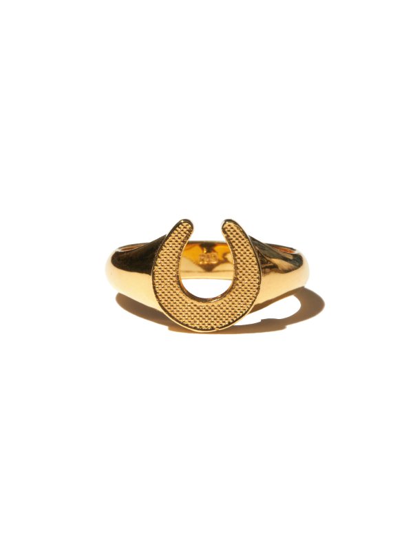 10K Two-Tone Gold Horseshoe with Horse Head Mens Ring – Goldia.com