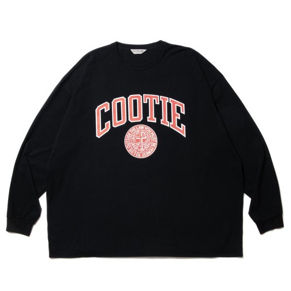 COOTIE Print Oversized L/S Tee（COLLEGE）（BLACK） - EMILIANO