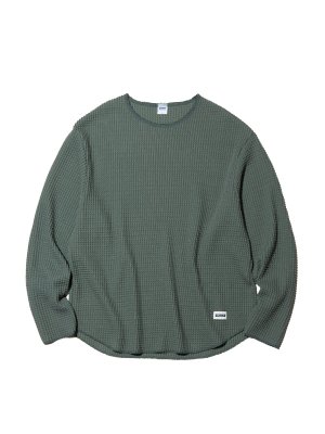 RADIALL BIG WAFFLE -CREW NECK T-SHIRT L/S (SAGE GREEN)