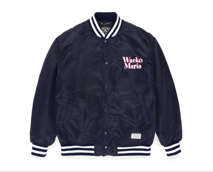 WACKO MARIA NYLON VARSITY JACKET ( TYPE-3 )(NAVY) - EMILIANO ONLINE