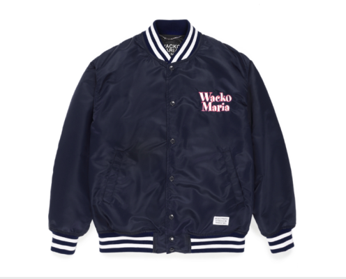 WACKO MARIA NYLON VARSITY JACKET ( TYPE-3 )(NAVY)