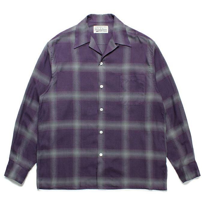 WACKO MARIA /ワコマリア/OMBRE CHECK OPEN COLLAR SHIRT L/S ( TYPE-1 )/オンブレチェック オープンカラーカラーシャツ/(PURPLE) - EMILIANO ONLINE SHOP｜RADIALL