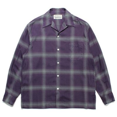 WACKO MARIA /拾ޥꥢ/OMBRE CHECK OPEN COLLAR SHIRT L/S ( TYPE-1 )/֥åץ󥫥顼顼/(PURPLE)