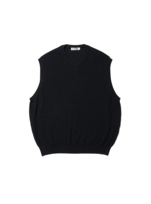 COOTIE/ƥ/HARD TWISTED YARN RIB STITCH V NECK VEST/٥/BLACK