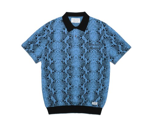 WACKO MARIA/拾ޥꥢ/PYTHON KNIT JACQUARD POLO SHIRT/ѥ˥å/㥬ɥݥ/BLUE