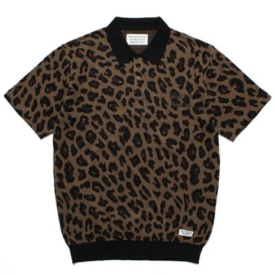 WACKO MARIA/拾ޥꥢ/LEOPARD KNIT JACQUARD POLO SHIRT/쥪ѡɥ˥åȥ㥬ɥݥ/BROWN